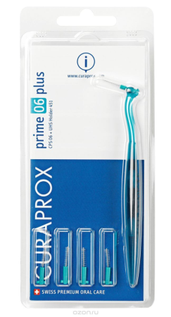 ЁРШИКИ межзубный Prime PLUS 0.6 мм бирюз. (5шт) + UHS 451 бирюз  CURAPROX