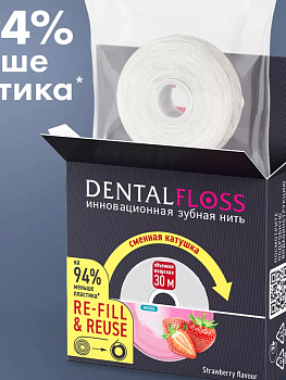 Зубная нить СПЛАТ DentalFloss 30м (Refill СМЕННАЯ КАТУШКА) объемная (3 шт) / SPLAT