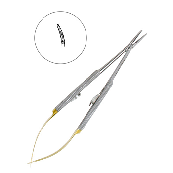 Иглодержатель хирургический изогнутый Castroviejo-Gomel ТС 14см, 20-17* / HLW Германия