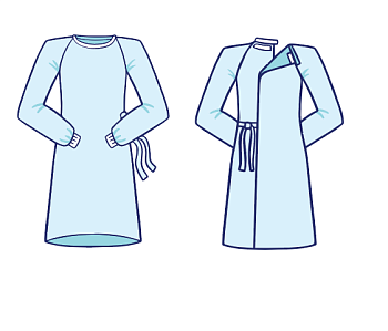 Халат нестерильный хирургический "Евростандарт" (р-р 50-52) плотность 35 инд. упак. / Здравмедтех