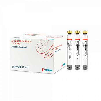 Артикаин Инибса с адреналином Артикаин + Эпинефрин 40мг/мл+0.010 мг/мл (1:100000) 1,8мл №100 