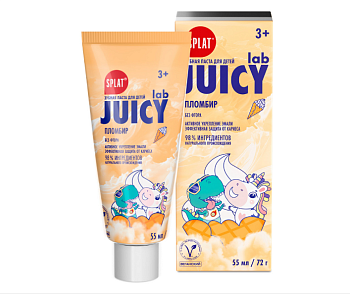 Зубная паста СПЛАТ Juicy Lab Пломбир без фтора от 3 лет 55 мл / SPLAT