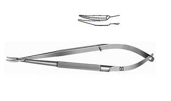 Иглодержатель по Барракеру, изогнутый деликатные губки без замка, дл.125 мм
