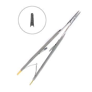 Иглодержатель хирургический прямой Castroviejo-Gomel TC 16см. 20-30* / HLW Германия